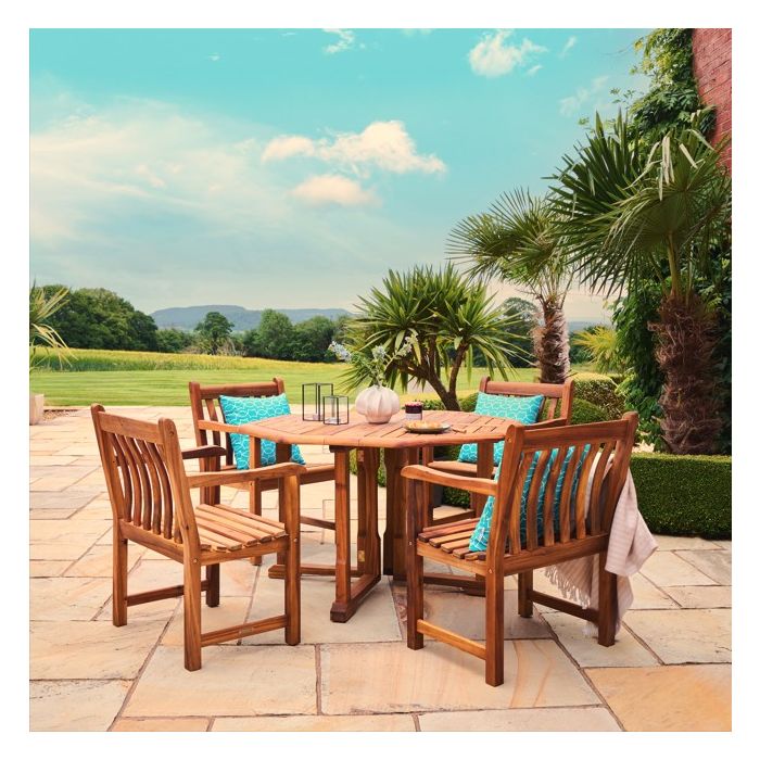 Alexander Rose Redcliffe Acacia Wood Gateleg Dining Table with 4 Folding Chairs