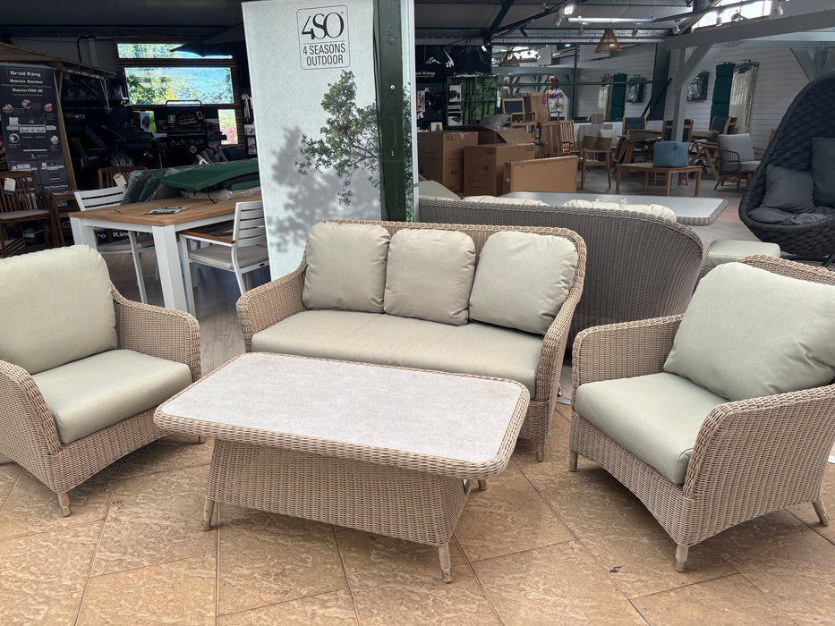 Alexander Rose Hazelmere NATURAL Weave Sofa Lounge Set with Pistachio Cushions