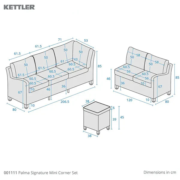 Kettler Palma Signature Mini Corner Set in White Wash