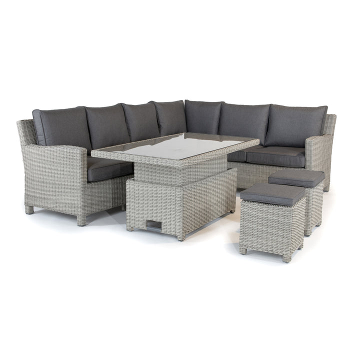 Palma Signature Corner Seating in (Left sided) in White Wash (choice of table)