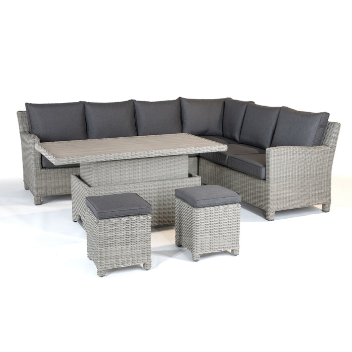Palma Signature Corner Seating in (Left sided) in White Wash (choice of table)