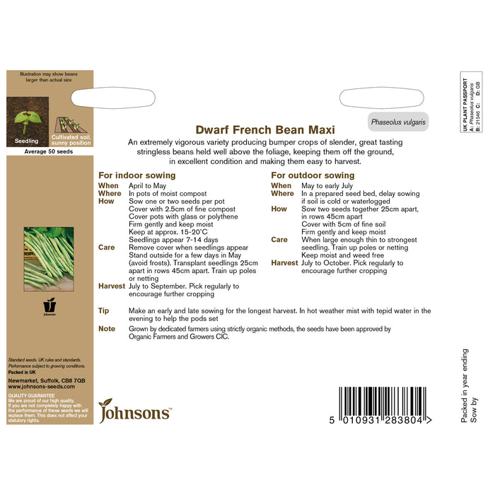 Peas & Beans Organic Dwarf French Bean Maxi