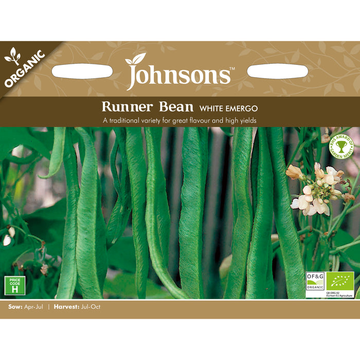 Peas & Beans Organic Runner Bean White Emergo