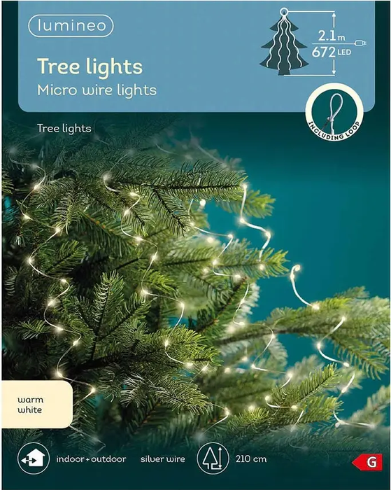 Micro Tree Lights Silver, Warm White 672 Lights
