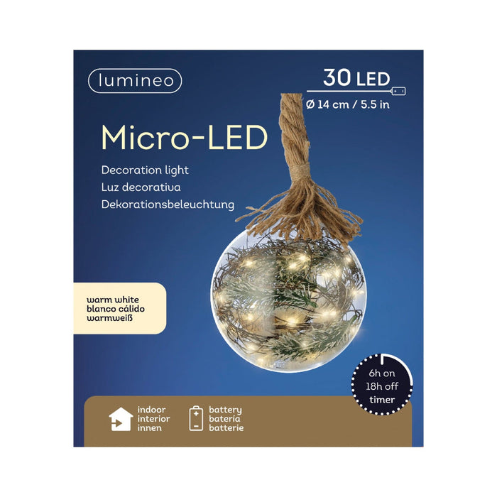 Lumineo Micro LED Ball With Rope Pinegreen 30 LEDs