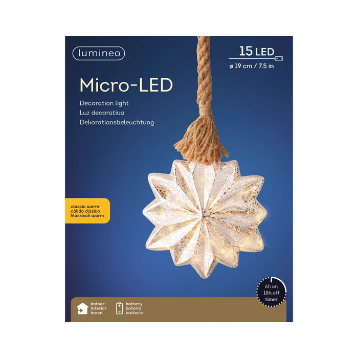 Micro LED Star Silver, Classic Warm 15 Lights