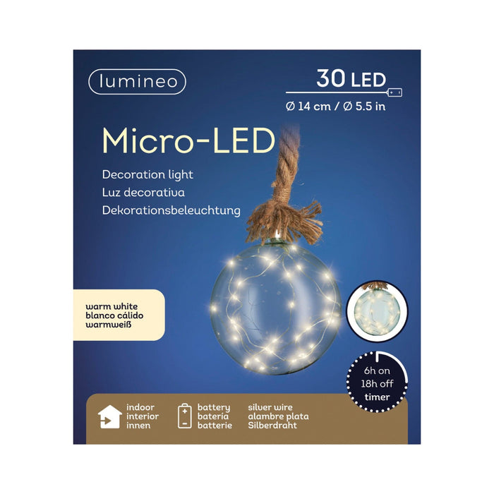 Micro LED Ball Diameter 14cm Blue, Warm White 30 Lights