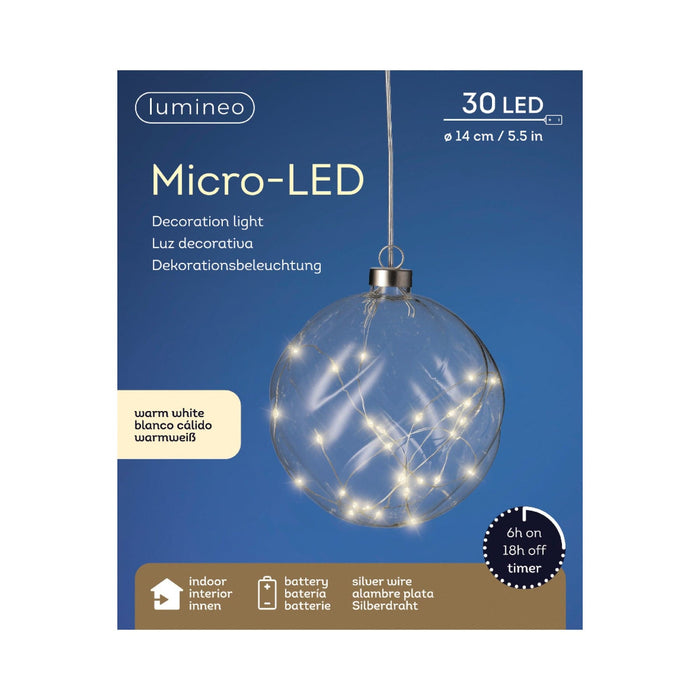 Micro LED Ball Diameter 14cm Clear, Warm White 30 Lights