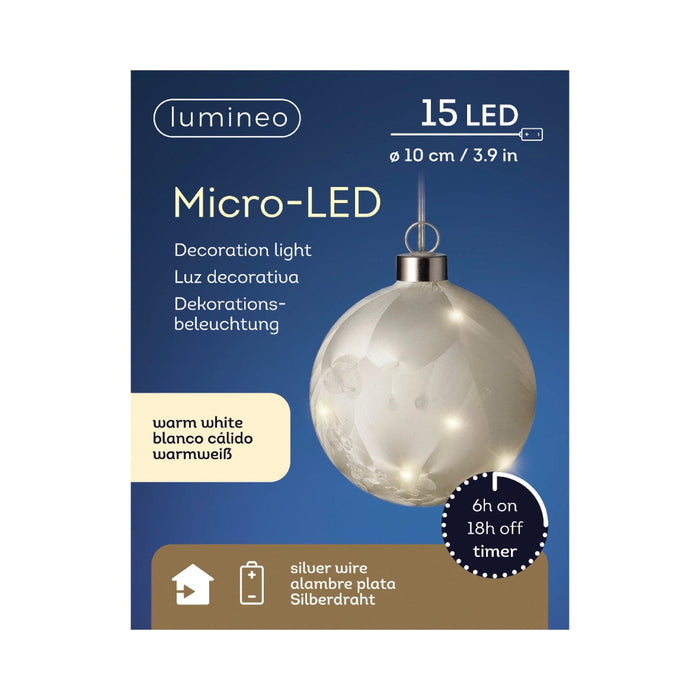 Micro LED Ball Diameter 10cm Frost, Warm White 15 Lights