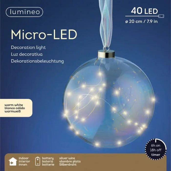 Micro LED Ball Diameter 20cm Iridescent, Warm White 40 lights