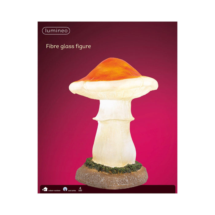 LED Mushroom Fibreglass  Brown, Cool White 4 Lights