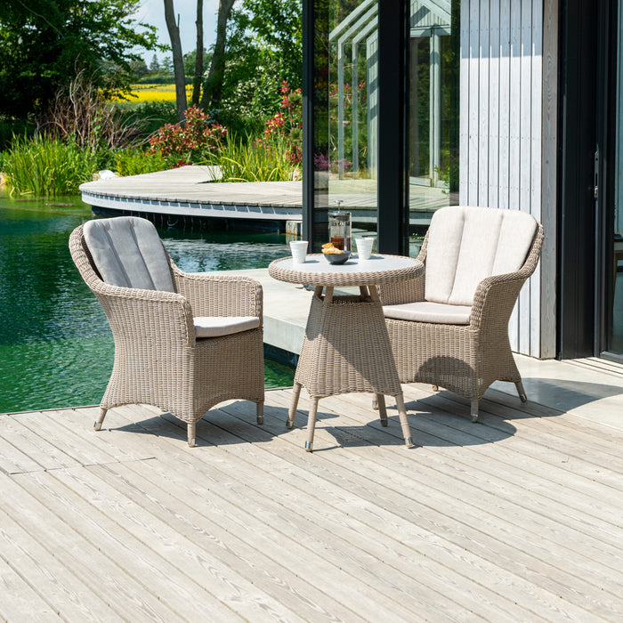 Hazelmere Grey Weave 2 Seater Bistro Set with Pistachio Cushions