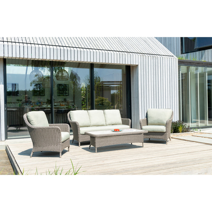 Hazelmere Natural Weave Garden Sofa Lounge Set with Dusk Cushions