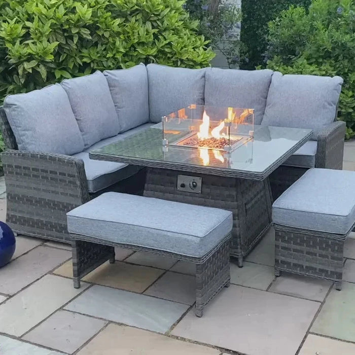 Amalfi Casual Dining Dark Grey Firepit Set