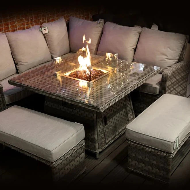 Amalfi Casual Dining Dark Grey Firepit Set