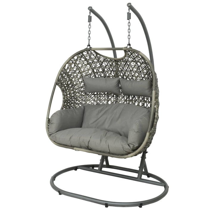 Palermo Hanging Double Egg Chair in Grey