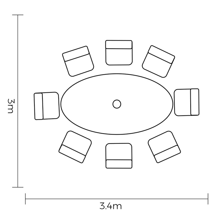 Hartman Eton 8 Seat Elliptical Dining Set in Beech