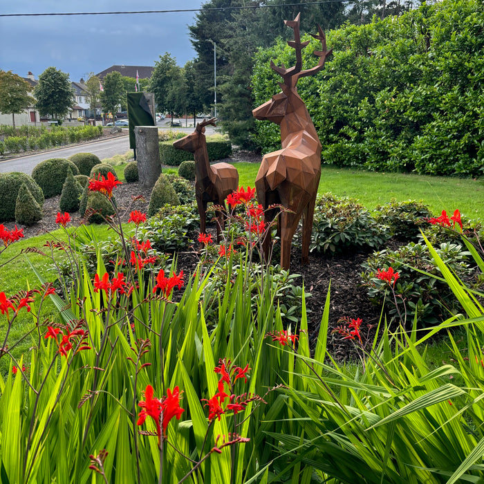 Geometric Stag & Doe Sculpture