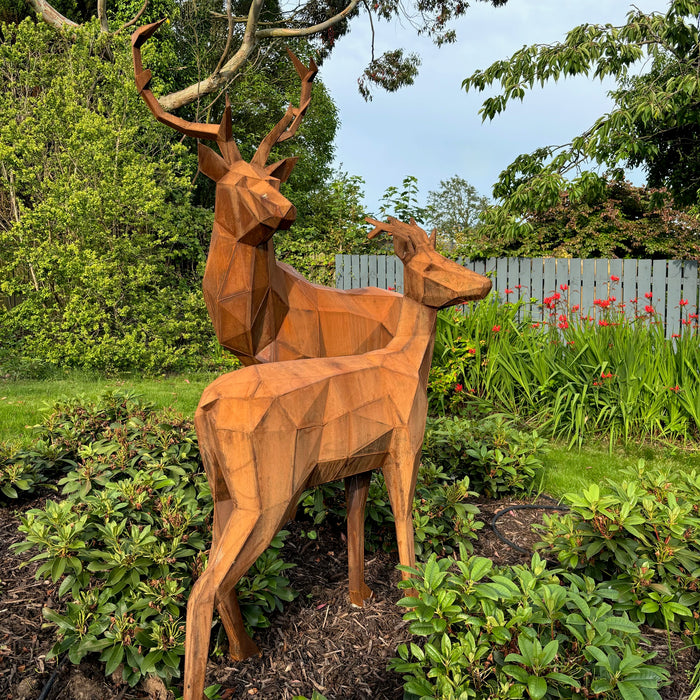 Geometric Stag & Doe Sculpture