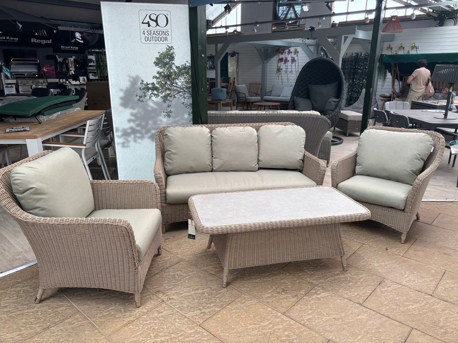 Alexander Rose Hazelmere NATURAL Weave Sofa Lounge Set with Pistachio Cushions