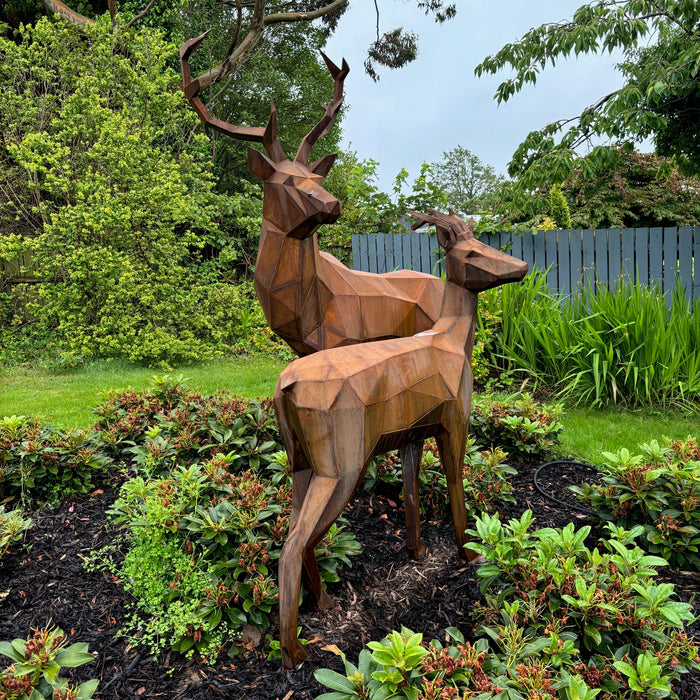 Geometric Stag & Doe Sculpture