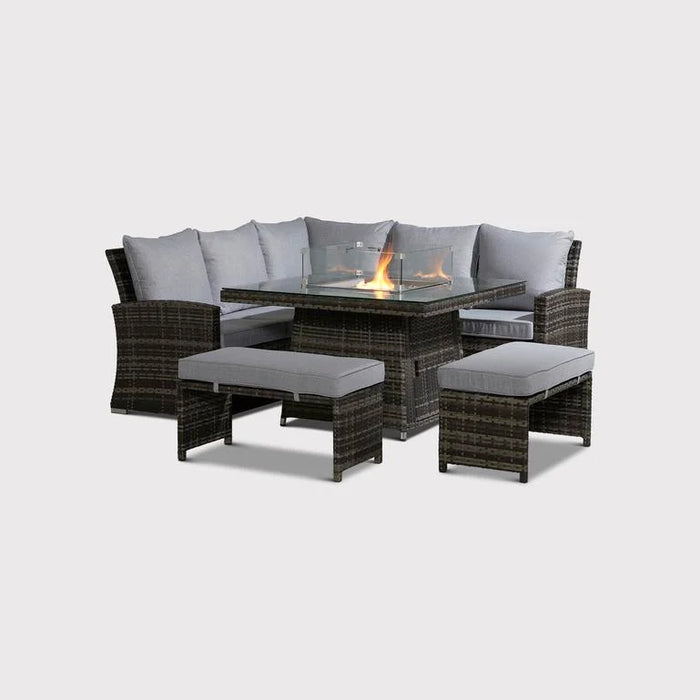 Amalfi Casual Dining Dark Grey Firepit Set