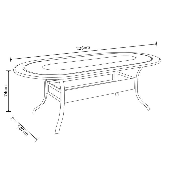 Capri 6 Seater Oval Dining Set with Parasol & Base by Hartman