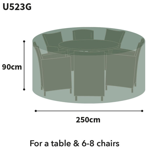 Bosmere - Ultimate Protector Circular Patio Set Cover 6 to 8 Seat L in Charcoal (250cm dia) Measurement image
