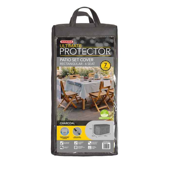 Bosmere - Ultimate Protector Rectangular Patio Set Cover 6 Seat M in Charcoal