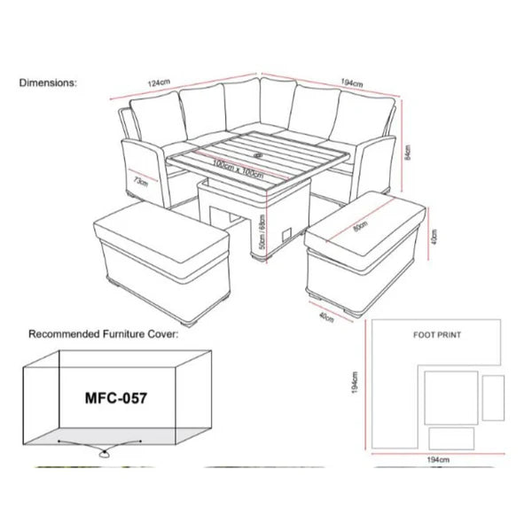 Amalfi Casual Dining Corner Set with high/low table