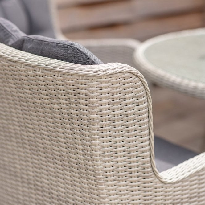 Bramblecrest - Chedworth Rattan 4 Seat Round Dining Set in Dove Grey with Parasol & Base
