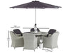 Monterey Dove Grey Rattan 6 Seat Round Dining Set with Lazy Susan, Parasol & Base