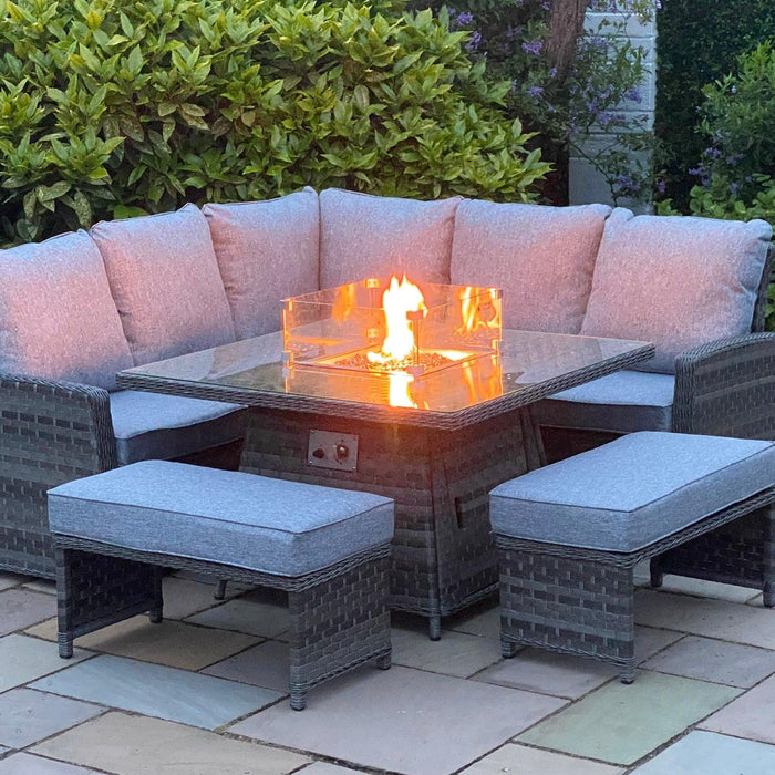 Amalfi Casual Dining Dark Grey Firepit Set