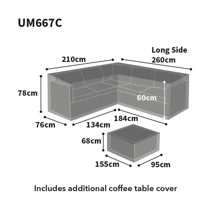 Bosmere - Ultimate Protector Modular L Shaped Dining Set Cover, Right Side Long, Charcoal