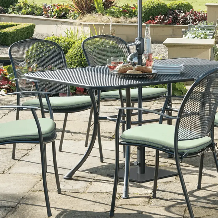 Garden table and 6 chairs with parasol hotsell