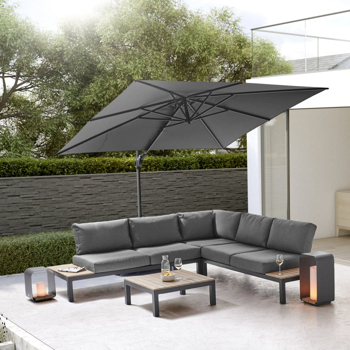 2.5m Free Arm Parasol Grey Frame, Canopy in 2 Colours