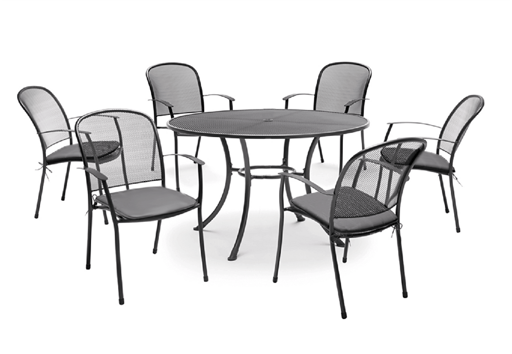 Caredo 6 Seat Complete Round Set inc Parasol & Cushions