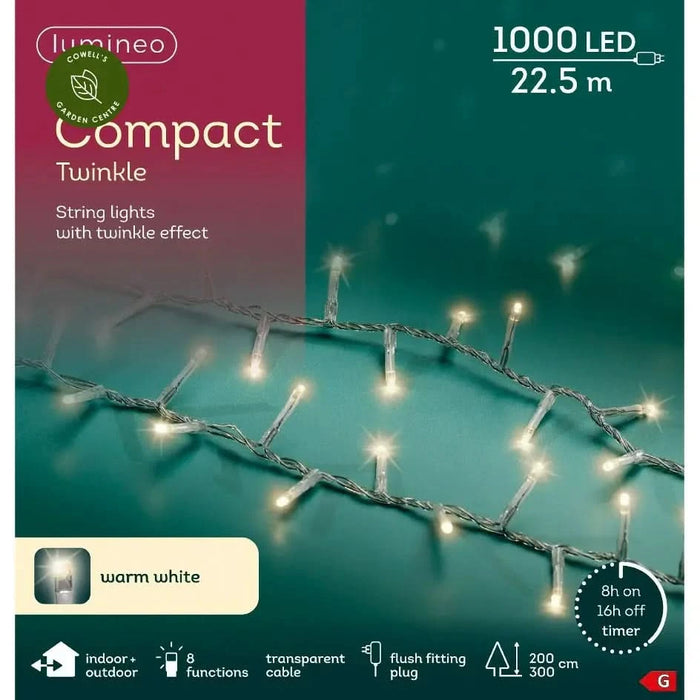 Lumineo LED Warm White Compact Twinkle (2000 Lights) Transparent Cable