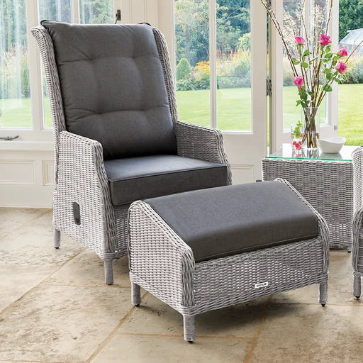 Palma Signature Recliner & Footstool in White Wash