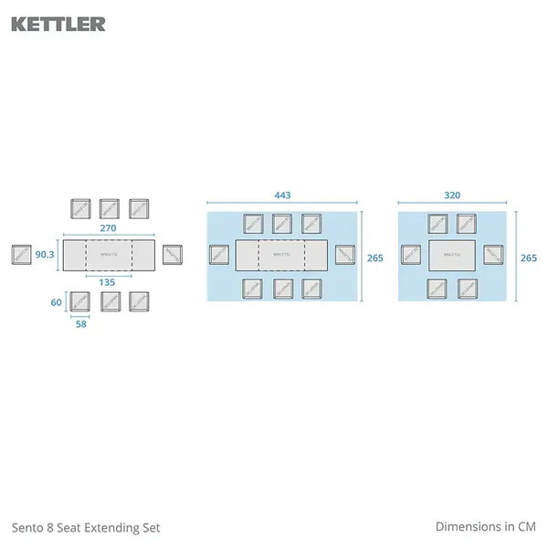 Kettler Sento Extending Dining Set (6 or 8 seater options)