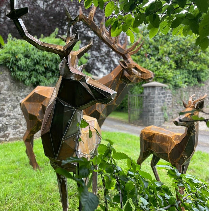 Geometric Stag & Doe Sculpture