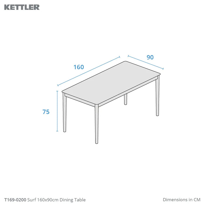 Surf Rectangle Dining Table 160cm x 90cm