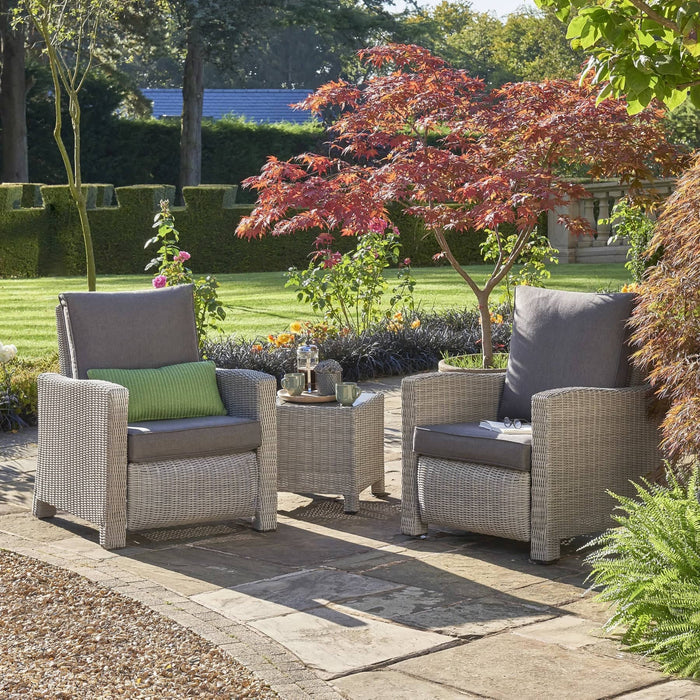 Kettler Garden Furniture Kettler Palma Duo Relaxer Set - Whitewash with Grey Taupe Cushions