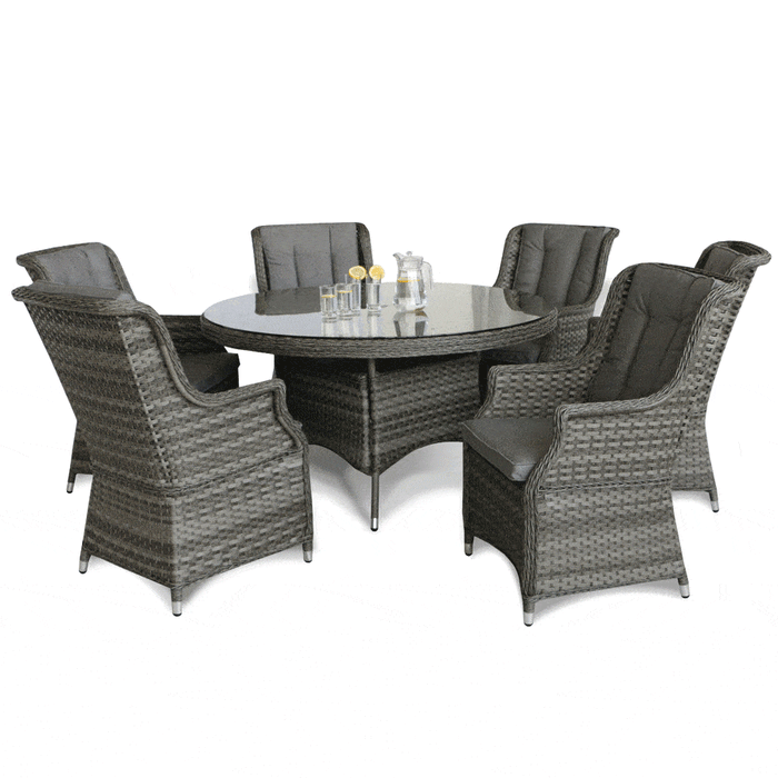 Amalfi High Back 6 Seat Grey Dining Set Mid Ulster Garden Centre