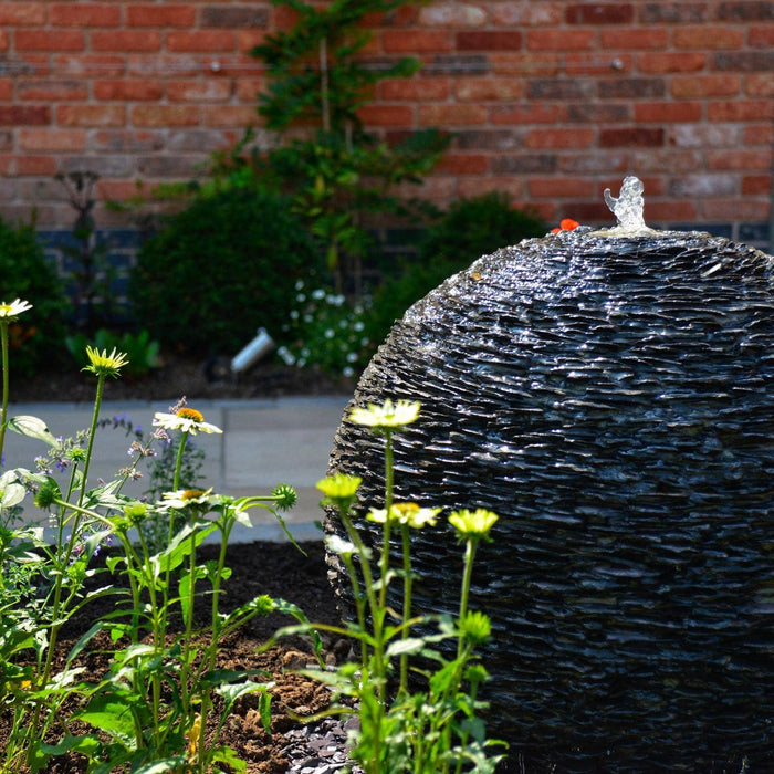 Grey Planet Slate Sphere Water Feature - 90cm