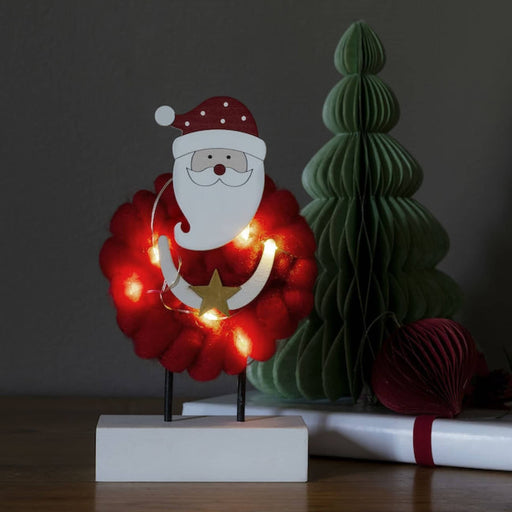 Red Santa Wood & Cotton Table Top Ornament