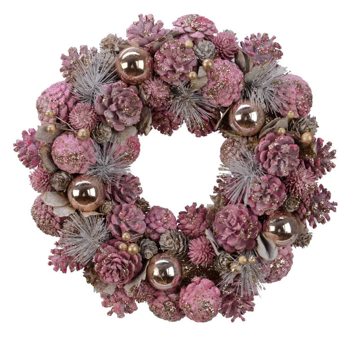 Pink Pinecone Wreath 34cm
