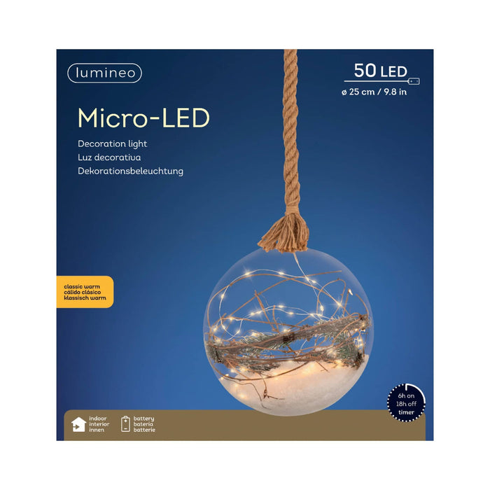 Lumineo Micro LED Snow Ball Pine Classic Warm Indoor (25cm Diameter)