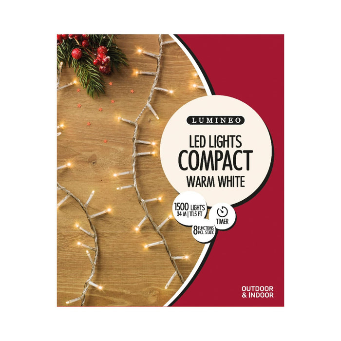Lumineo LED Warm White Compact Twinkle (1500 Lights) Transparent Cable