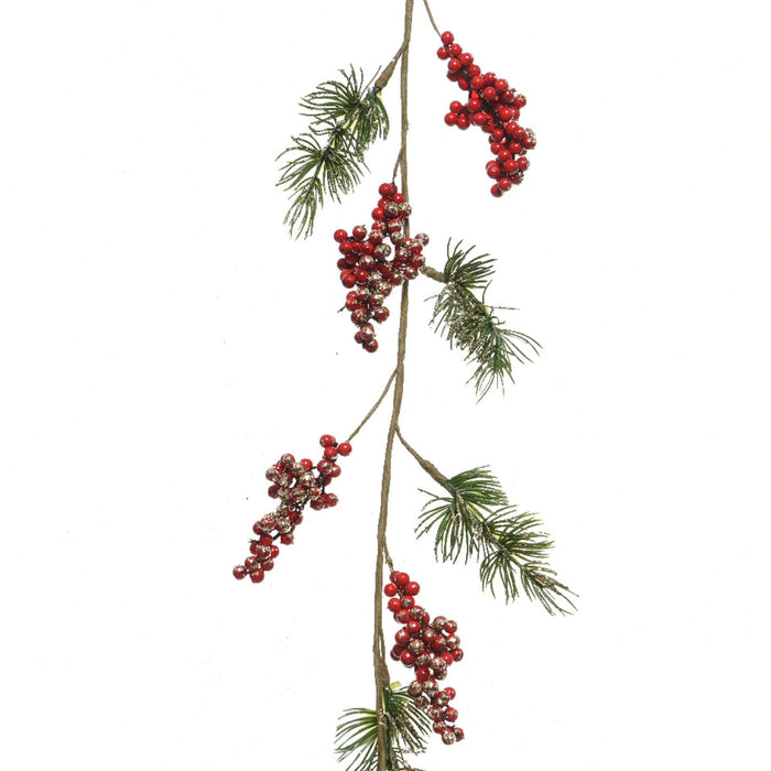 Red Berries, Pine Green & Pinecone Garland 110cm